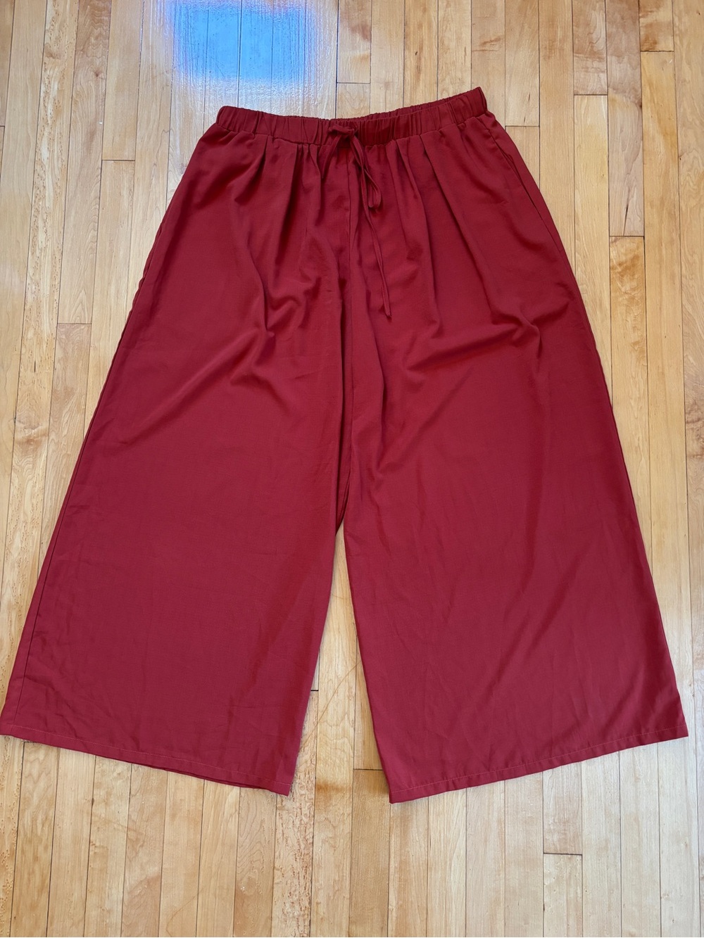 EUC CIDER Curve Red Burnt Orange Elastic Waist Wide Leg Pants | Women’s Plus 2XL